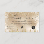 Gouden Winter Sneeuwvlok Kerstbestelling Dank u Visitekaartje (Voorkant)