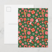 Gouden Winter Sweet Snowfall Candy Cane Aankondigingskaart (Voorkant / Achterkant)