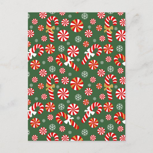 Gouden Winter Sweet Snowfall Candy Cane Aankondigingskaart (Voorkant)
