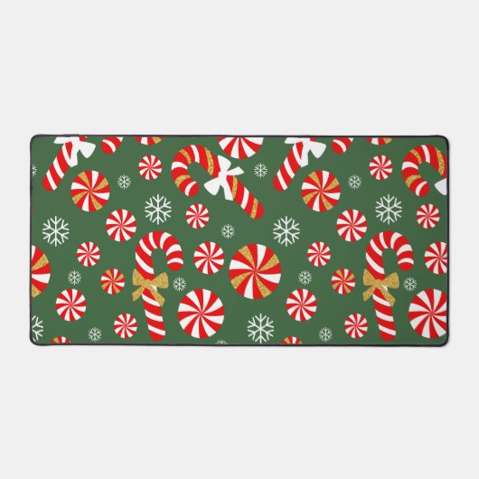 Gouden Winter Sweet Snowfall Candy Cane Bureaumat (Voorkant)