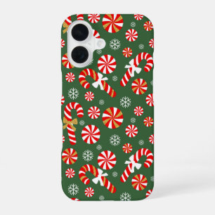 Gouden Winter Sweet Snowfall Candy Cane iPhone 16 Hoesje