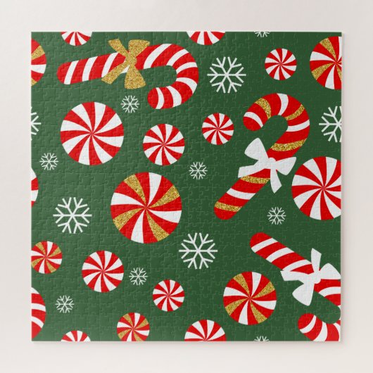 Gouden Winter Sweet Snowfall Candy Cane Legpuzzel (Horizontaal)