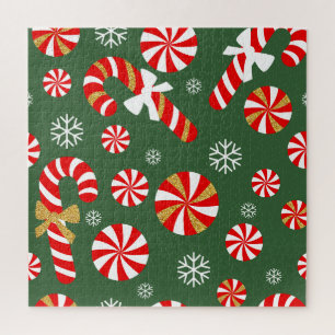 Gouden Winter Sweet Snowfall Candy Cane Legpuzzel