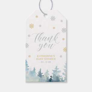 Gouden Winter Wonderland Baby Shower Bedank je Fav Cadeaulabel