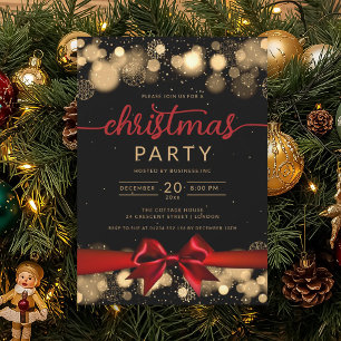 Gouden Winter Wonderland Bedrijfs Kerstfeest Rode  Kaart