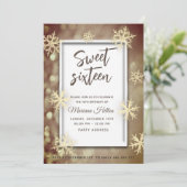 Gouden winter wonderland bokeh sneeuwvlokken kaart (Staand voorkant)