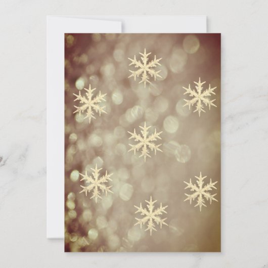 Gouden winter wonderland bokeh sneeuwvlokken kaart (Achterkant)