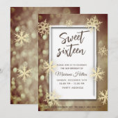 Gouden winter wonderland bokeh sneeuwvlokken kaart (Voorkant / Achterkant)