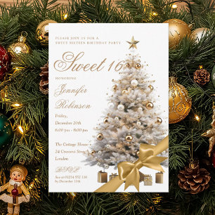 Gouden Winter Wonderland Boog Sweet 16 Verjaardags Kaart