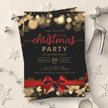 Gouden Winter Wonderland Company Xmas Red Ribbon Kaart<br><div class="desc">Elegant formeel bedrijf en corporate kerstfeest / cocktail / dineruitnodiging sjabloon met gouden sneeuwvlokken en kerstverlichting. Maak indruk op je vrienden en collega's met dit verfijnde en elegante uitnodigingsontwerp.</div>