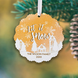 Gouden Winter Wonderland Laat het Sneeuwen Kerstva Ornament Kaart