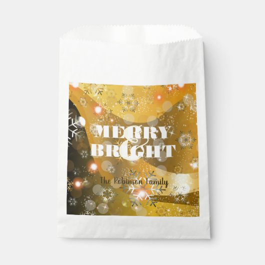 Gouden Winter Wonderland Sneeuwvlokken en Lichten  Bedankzakje (Voorkant)