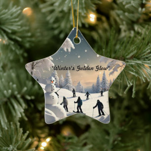 "Gouden Wintergloed" Keramisch Ornament