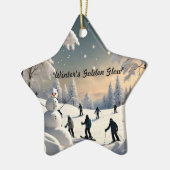 "Gouden Wintergloed" Keramisch Ornament (Links)