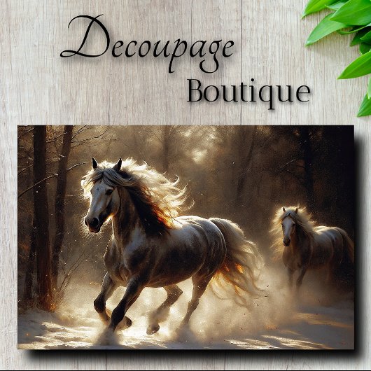 Gouden Winterhengsten Decoupage Tissuepapier