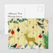 Gouden Winterse Rendier Vogels Feestdagenkaart (Voorkant / Achterkant)