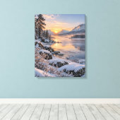 Gouden Winterse Stilte Canvas Afdruk (Insitu (Houten vloer))