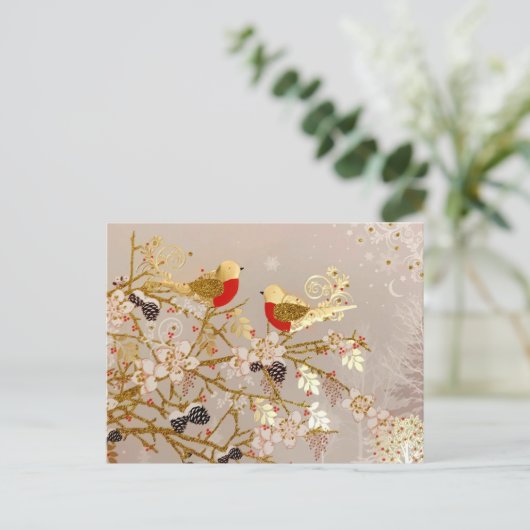 Gouden wintersneeuw - Kerstmis Briefkaart (Staand voorkant)