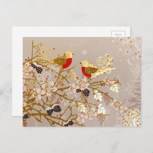 Gouden wintersneeuw - Kerstmis Briefkaart (Voorkant / Achterkant)