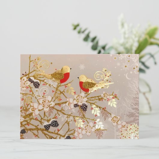 Gouden wintersneeuw - Kerstmis Feestdagenkaart (Staand voorkant)