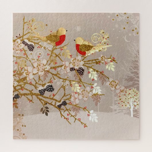 Gouden wintersneeuw - Kerstmis Legpuzzel (Verticaal)