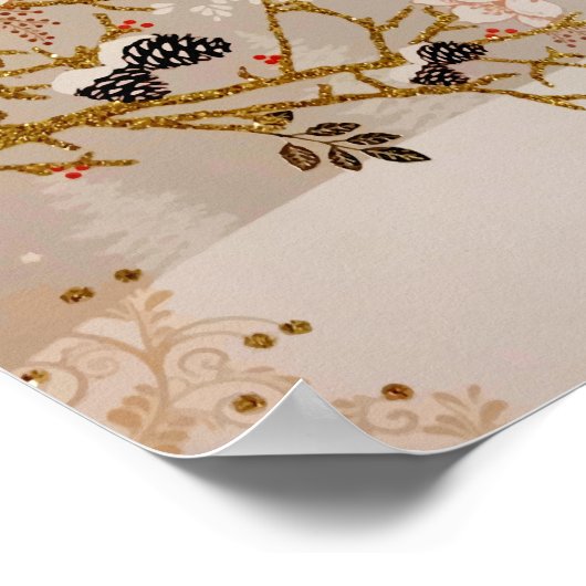 Gouden wintersneeuw - Kerstmis Poster (Hoek)