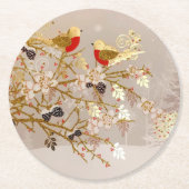 Gouden wintersneeuw - Kerstmis Ronde Kartonnen Onderzetter (Voorkant)