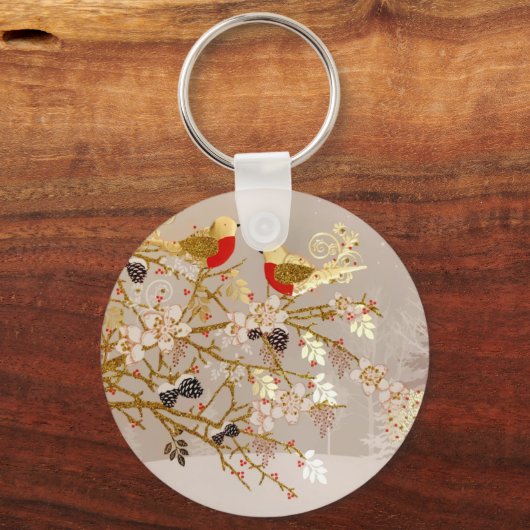 Gouden wintersneeuw - Kerstmis Sleutelhanger (Voorkant)