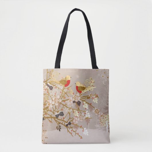 Gouden wintersneeuw - Kerstmis Tote Bag (Voorkant)