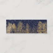 gouden wintersneeuwblauw bruinbomen bruiloft mini visitekaartje (Achterkant)