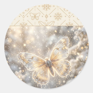 Gouden Wintervlinder Ronde Sticker