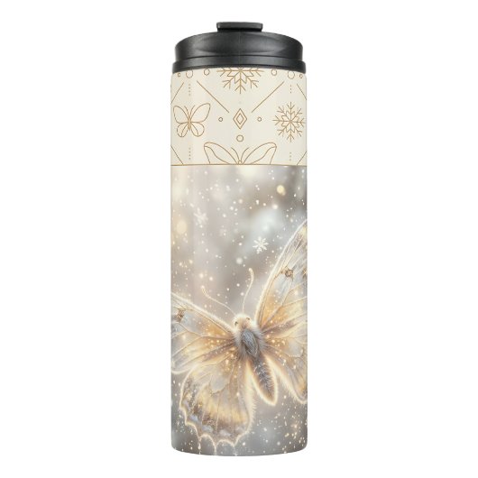 Gouden Wintervlinder Thermosbeker (Voorkant)