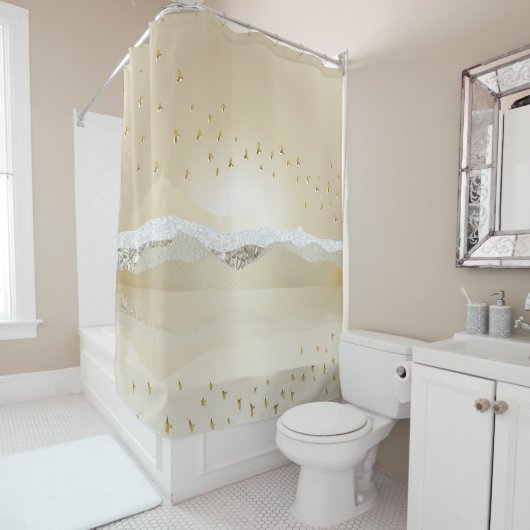 gouden winterzonneschermen voor de berging van het douchegordijn (In situ)