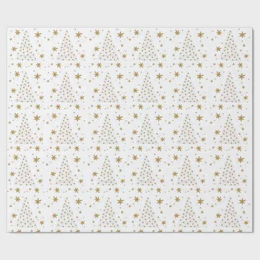 Gouden Wit Elegante Eenvoudige Kerst Cadeaupapier (Vlak)