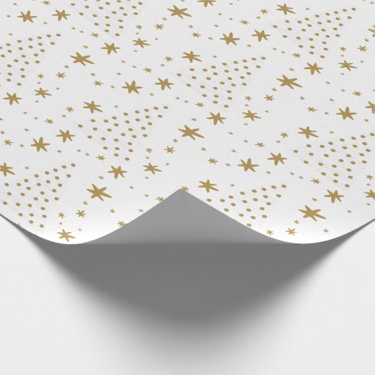 Gouden Wit Elegante Eenvoudige Kerst Cadeaupapier (Hoek)