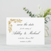 Gouden Wit Elegante Glamoureuze Huwelijk Save The Date (Staand voorkant)
