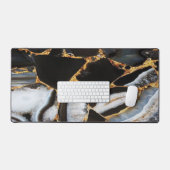 Gouden, wit en zwart marmer bureaumat (Keyboard & Muis)