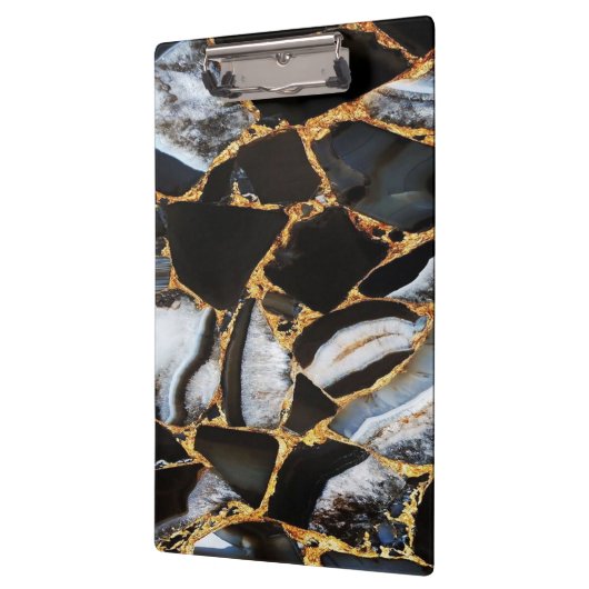 Gouden wit en zwart marmer klembord (Links)