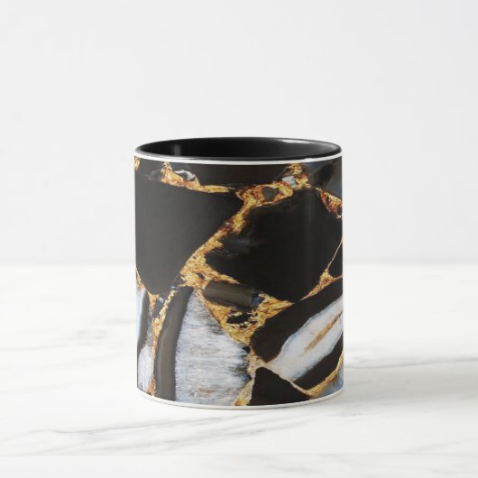 Gouden, wit en zwart marmer mok (Midden)