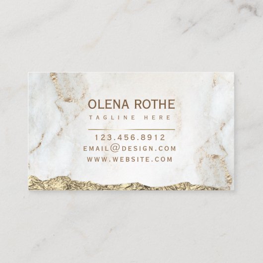 Gouden wit marmer Designer Scribble Visitekaartje (Achterkant)