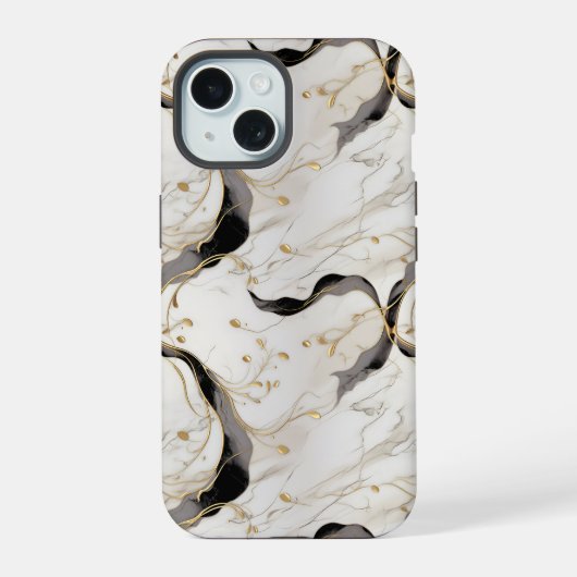 Gouden Wit Marmer iPhone 15 Case (Achterkant)