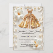 Gouden witte balgons bruid om vrijgezellenfeest te kaart (Voorkant)