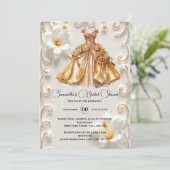 Gouden witte balgons bruid om vrijgezellenfeest te kaart (Staand voorkant)