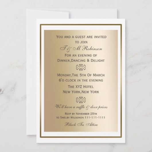 gouden witte bedrijfsuitnodigingen kaart (Voorkant)