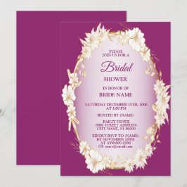 Gouden Witte Bloem Roze Trouw Bruids Bruiloft Kaart