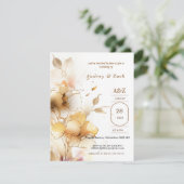 Gouden witte Bloem TROUW Uitnodiging (Staand voorkant)