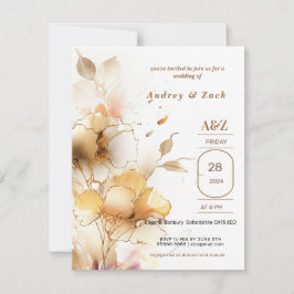 Gouden witte Bloem TROUW Uitnodiging