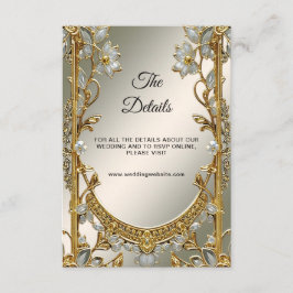 Gouden Witte Bloemdetail Kaart