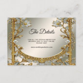 Gouden  Witte Bloemdetail Kaart (Voorkant)