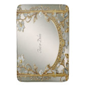 Gouden  Witte Bloemen Badmat (Voorkant Verticaal)